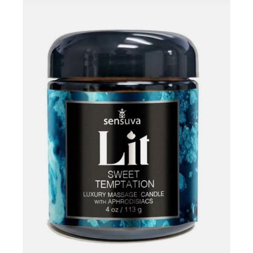 LIT SWEET TEMPTATION LUXURY MASSAGE CANDLE 4 OZ VANILLA SUGAR SWEET PEA - ONVL840