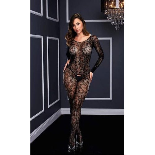 LONGSLEEVE CROTCHLESS BODYSTOCKING - BLACK O/S - XGBLW5001