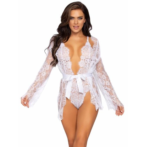 Love Affair Lace Robe & Teddy Set - 86112     00101