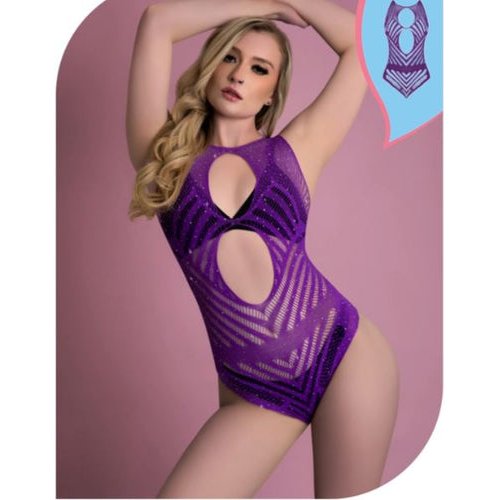 LOVE RHINESTONE CRYSTAL SEAMLESS TEDDY VIOLET