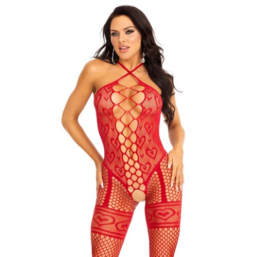Love Sign Heart Net Bodystocking - 89320     00122