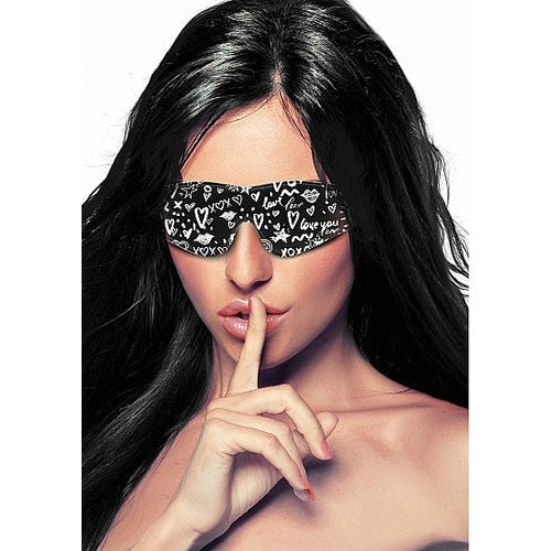 LOVE STREET ART FASHION PRINTED EYE MASK - SHTOU331BLK
