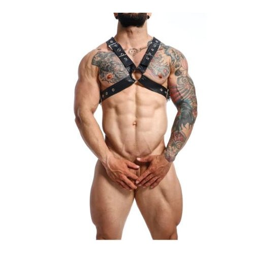 MALE BASICS DNGEON CLASSIC CROSS HARNESS BLACK O/S - MBDMBL12BLK