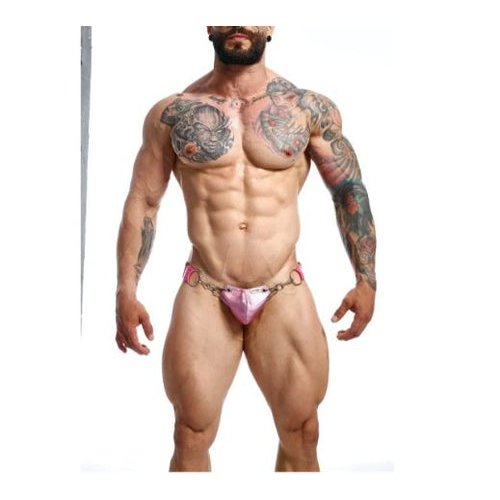 MALE BASICS DNGEON SNAP JOCKSTRAP PINK MIRROR O/S - MBDMBL03PNKM