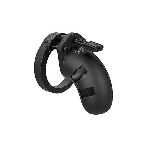 MANCAGE MODEL 20 CHASTITY 3.5 IN SILICONE COCK CAGE - SHTMCG020BLK