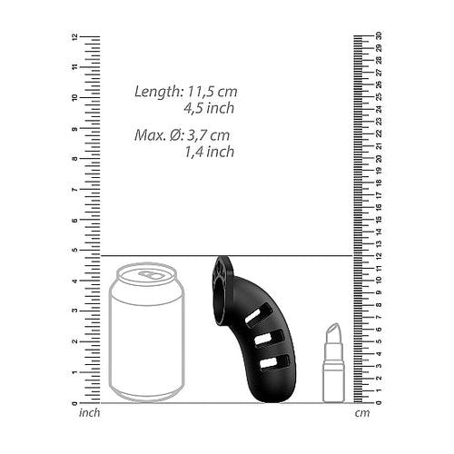 MANCAGE MODEL 21 CHASTITY 4.5 IN SILICONE COCK CAGE - SHTMCG021BLK