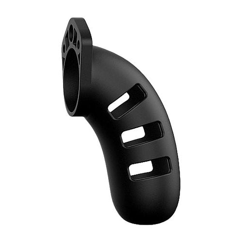 MANCAGE MODEL 21 CHASTITY 4.5 IN SILICONE COCK CAGE - SHTMCG021BLK