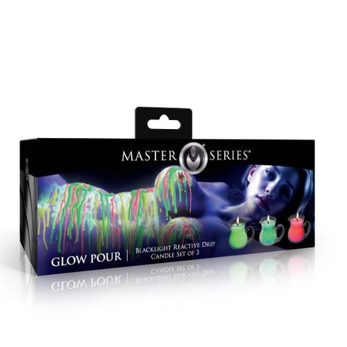 MASTER SERIES GLOW POUR DRIP CANDLE SET OF 3 BLACKLIGHT REACTIVE - XRAH765