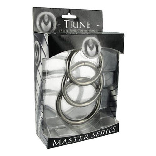 MASTER SERIES TRINE STEEL COCK RING SET - XRSP132