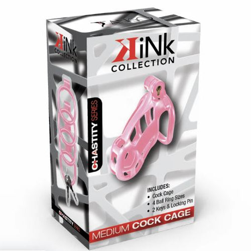 KINK CHASTITY SERIES LOCKING COCK CAGE M PINK - FRKINK002223