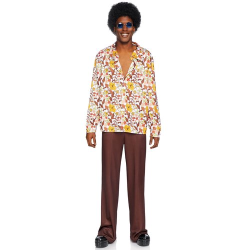 Men's 1970s Floral Disco Costume Shirt - 86846     10106