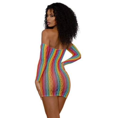 MINI DRESS WITH ARM WARMERS RAINBOW OS - DG14313RNBOS