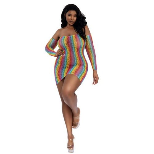 MINI DRESS WITH ARM WARMERS RAINBOW OSQ - DG14313RNB