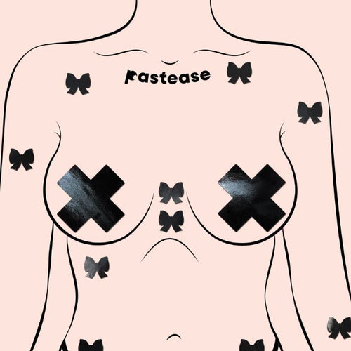 MINI BODY PASTIES 10PK FAUX PLEATHER BLACK - PASMBOWPLBK