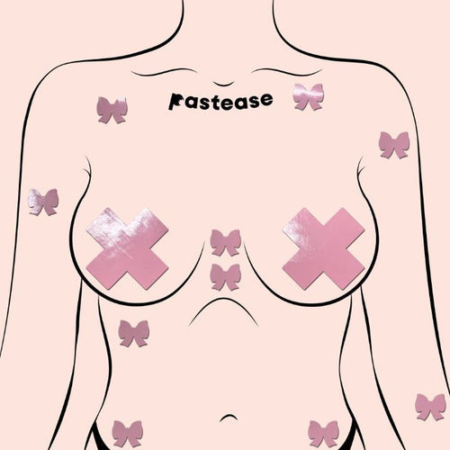 MINI BODY PASTIES 10PK FAUX PLEATHER PINK - PASMBOWPLBPK