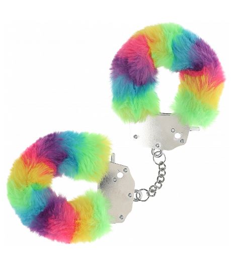 OUCH! HEAVY DUTY FLUFFY HANDCUFFS - MULTICOLOR 1 - SHTOU1046MUL1