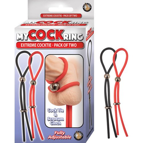 MY COCKRING EXTREME COCKTIE 2 PACK- BLACK & RED