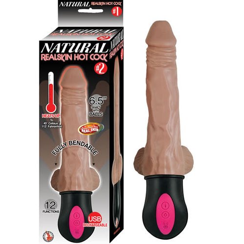 NATURAL REALSKIN HOT COCK #2 BROWN VIBRATING DILDO