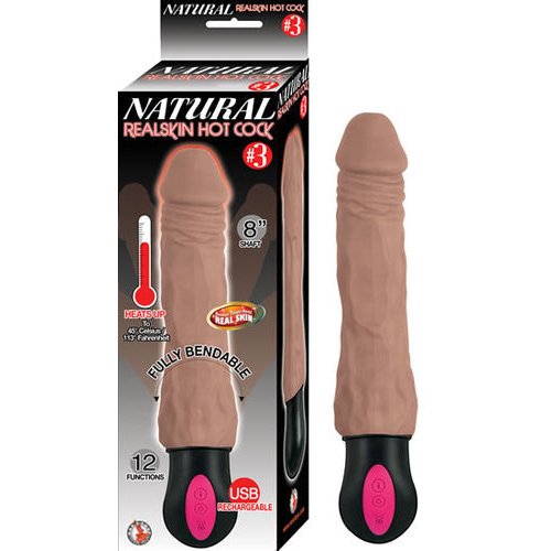 NATURAL REALSKIN HOT COCK #3 BROWN VIBRATING DILDO