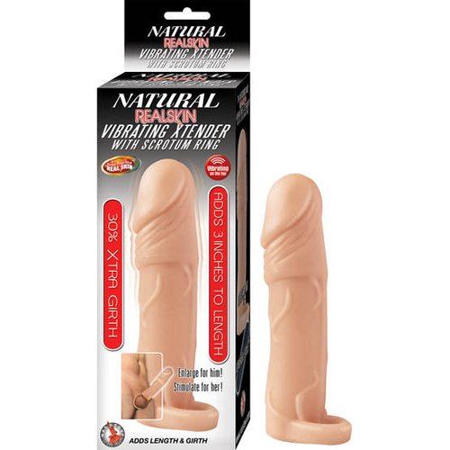 NATURAL REALSKIN VIBRATING XTENDER W/ SCROTUM RING FLESH