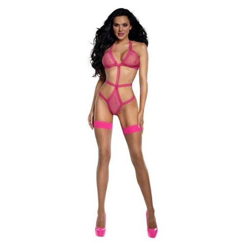 NEON PINK TIGER MESH PLAYSUIT OS - DG13947NPK