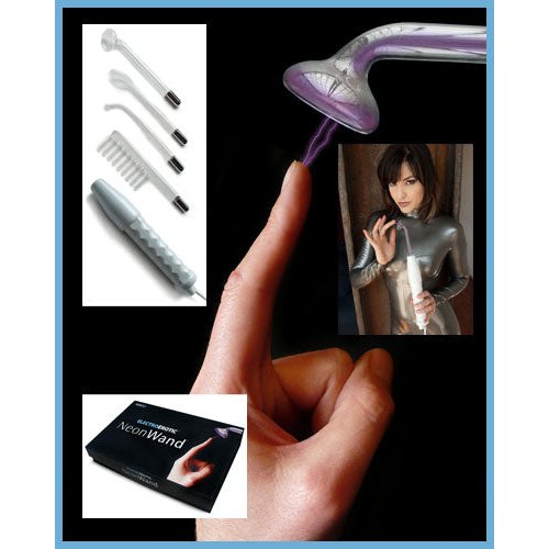 NEON WAND ELECTROSEX KIT WHITE HANDLE RED ELECTRODE US PLUG - KL933