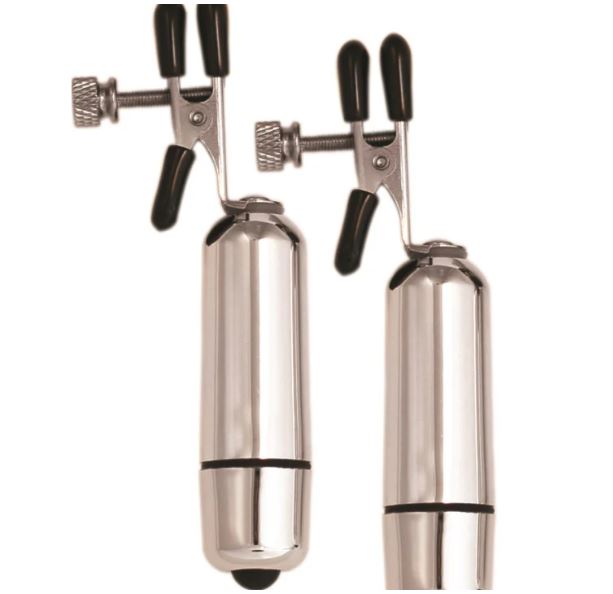 KINK COLLECTION VIBRATING NIPPLE CLAMPS SILVER - FRKINK002017
