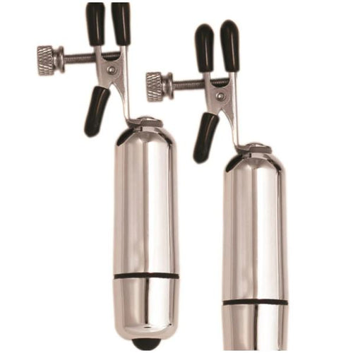 KINK COLLECTION VIBRATING NIPPLE CLAMPS SILVER - FRKINK002017