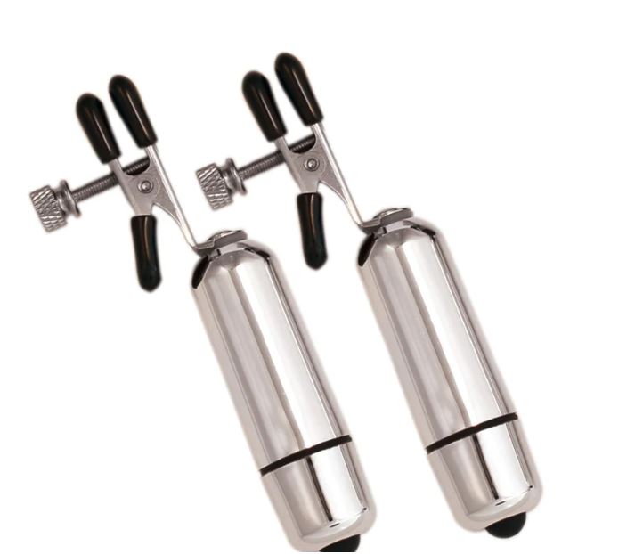 KINK COLLECTION VIBRATING NIPPLE CLAMPS SILVER - FRKINK002017
