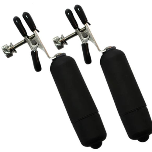 KINK COLLECTION VIBRATING NIPPLE CLAMPS BLACK - FRKINK002016