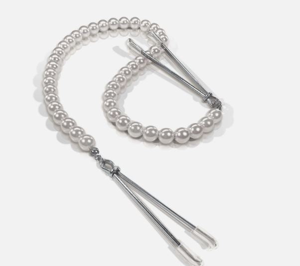 NIXIE ADJUSTABLE TWEEZER CLIPS WITH PEARLS WHITE GOLD - GN1000353