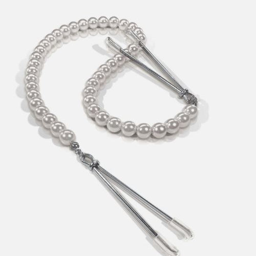 NIXIE ADJUSTABLE TWEEZER CLIPS WITH PEARLS WHITE GOLD - GN1000353