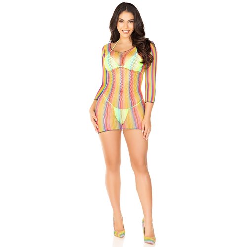 Not Sorry Rainbow Net Dress - 86795     10122