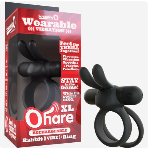 SCREAMING RECHARGEABLE O OHARE XL VIBRATING RING BLACK - SCRDRHARXLBL