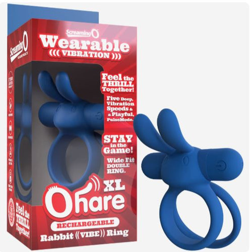 SCREAMING RECHARGEABLE O OHARE XL VIBRATING RING BLUE - SCRDRHARXLBU