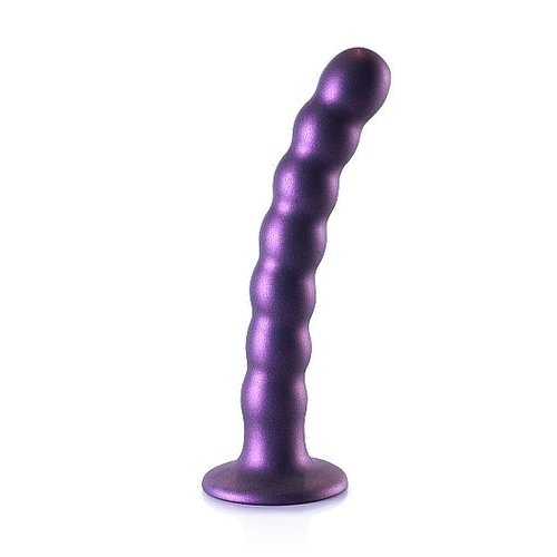 OUCH! BEADED SILICONE G-SPOT DILDO 6.5 IN METALLIC PURPLE - SHTOU823MPU