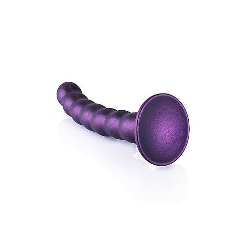 OUCH! BEADED SILICONE G-SPOT DILDO 6.5 IN METALLIC PURPLE - SHTOU823MPU