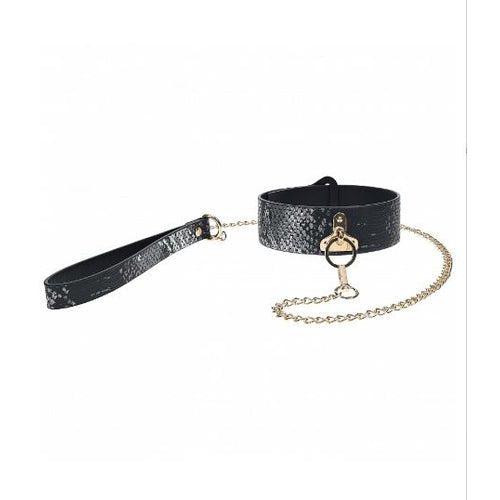 OUCH! FLORENCE COLLECTION COLLAR WITH LEASH - BLACK - SHTOU998BLK