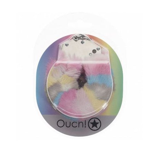 OUCH! HEAVY DUTY FLUFFY HANDCUFFS - MULTICOLOR 2 - SHTOU1046MUL2