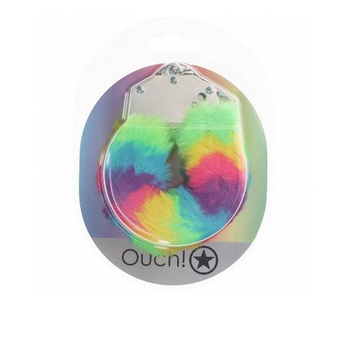 OUCH! HEAVY DUTY FLUFFY HANDCUFFS - MULTICOLOR 1 - SHTOU1046MUL1