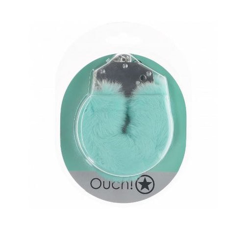 OUCH! HEAVY DUTY FLUFFY HANDCUFFS - POWDER GREEN - SHTOU1046PGRN
