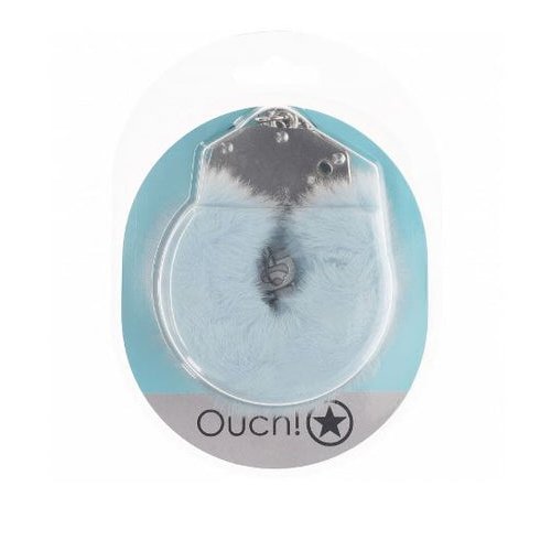 OUCH! HEAVY DUTY FLUFFY HANDCUFFS - POWDER BLUE - SHTOU1046PBLU