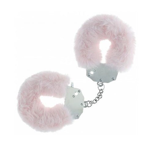 OUCH! HEAVY DUTY FLUFFY HANDCUFFS - POWDER PINK - SHTOU1046PPNK