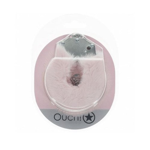 OUCH! HEAVY DUTY FLUFFY HANDCUFFS - POWDER PINK - SHTOU1046PPNK