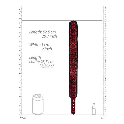 OUCH! LUXURY COLLAR WITH LEASH BURGUNDY - SHTOU343BUR