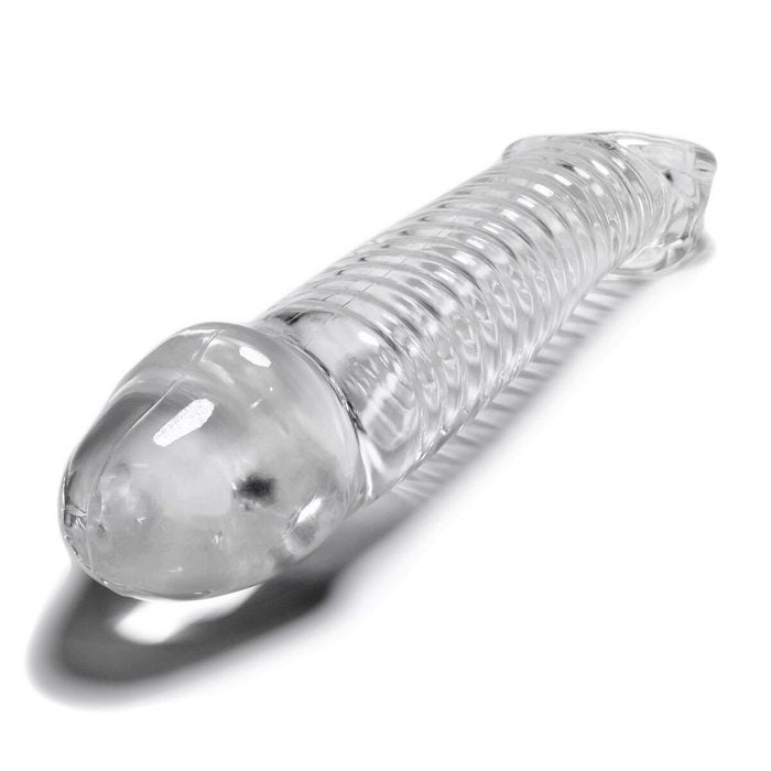 MUSCLE SMOOTH COCKSHEATH W/LENGTH INSET OXBALLS CLEAR (NET) - OX1115CLR