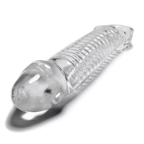 MUSCLE SMOOTH COCKSHEATH W/LENGTH INSET OXBALLS CLEAR (NET) - OX1115CLR