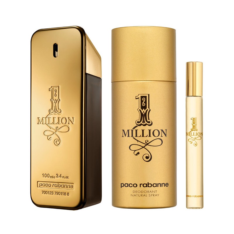PACO RABANNE 1 MILLION 3PC SET, MEN'S GIFT SET, EDT-Pinkfoxxx