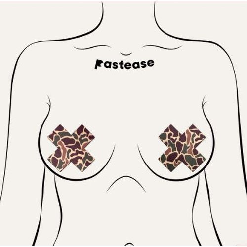 PASTEASE DESERT CAMO PLUS X BREAST PASTIES - PASPLSDCAM5