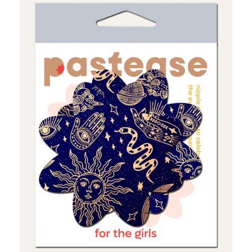 PASTEASE MIDNIGHT CELESTIAL SUN & MOON PETAL BREAST PASTIES - PASPFLRCEL5
